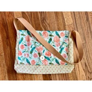 ✨Handmade Peach & Teal Floral Messenger Bag/Purse